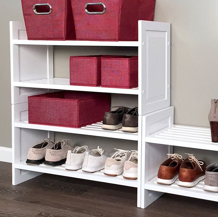 image using multiple John Louis Home stackable shoe and shelving rack to create your own solution