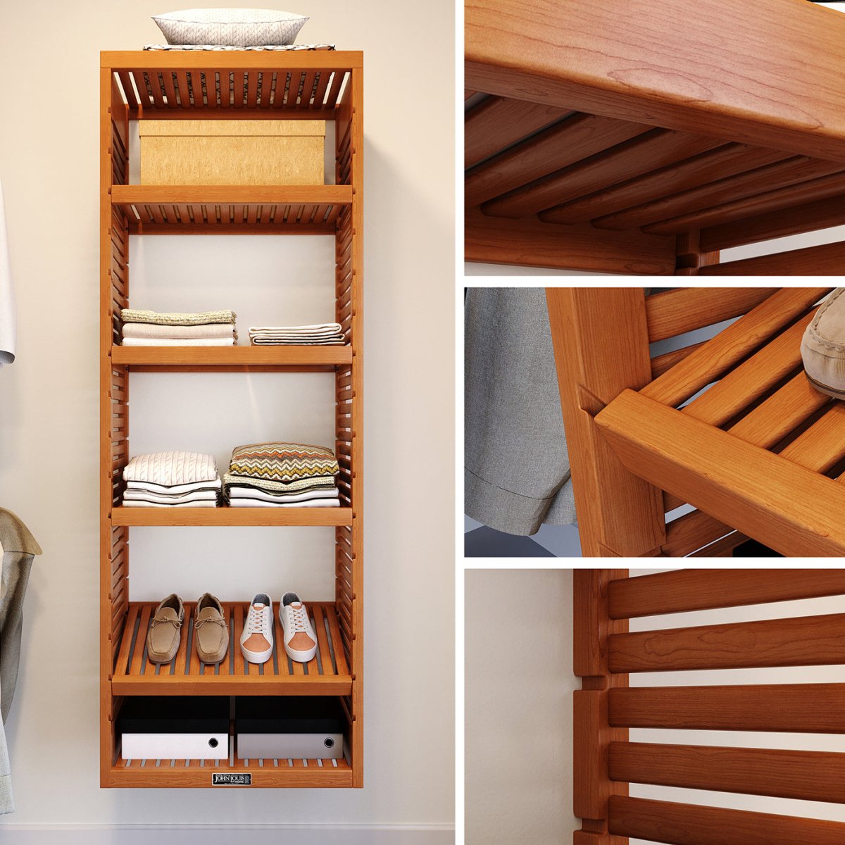Solid Wood Accessory Tower with Adjustable Shelves - John Louis Home - Closet Organizers
