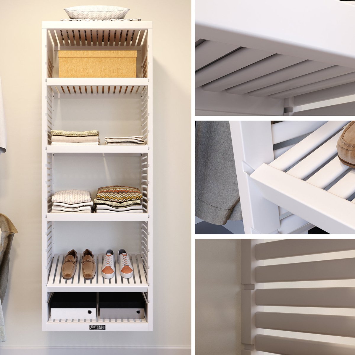 Solid Wood Accessory Tower with Adjustable Shelves - John Louis Home - Closet Organizers
